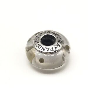 Pandora White Clear Spotted Murano Glass Charm